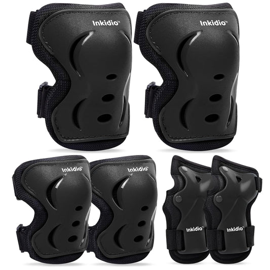 Knee Pads for Kids Girls and Boys Protective Gear Set with Knee Pads Elbow Pads and Wrist Guards Ideal for Skating Skateboard Scooter Cycling Bike Riding (X-Small, Black)