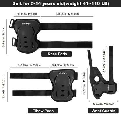 Knee Pads for Kids Girls and Boys Protective Gear Set with Knee Pads Elbow Pads and Wrist Guards Ideal for Skating Skateboard Scooter Cycling Bike Riding (X-Small, Black)
