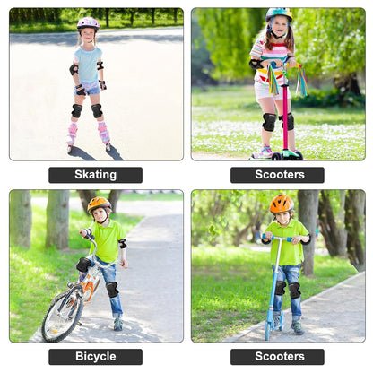 Knee Pads for Kids Girls and Boys Protective Gear Set with Knee Pads Elbow Pads and Wrist Guards Ideal for Skating Skateboard Scooter Cycling Bike Riding (X-Small, Black)