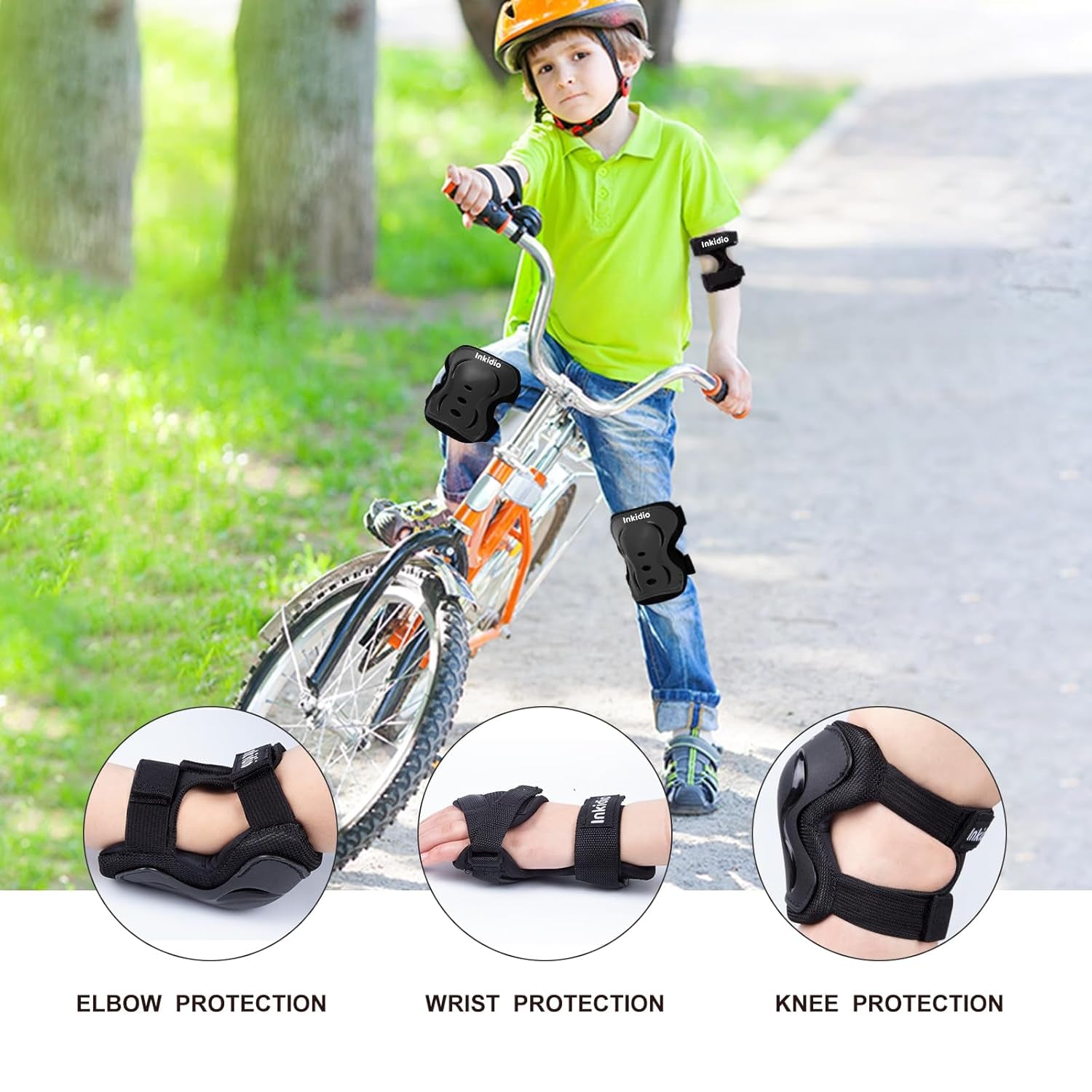 Knee Pads for Kids Girls and Boys Protective Gear Set with Knee Pads Elbow Pads and Wrist Guards Ideal for Skating Skateboard Scooter Cycling Bike Riding (X-Small, Black)